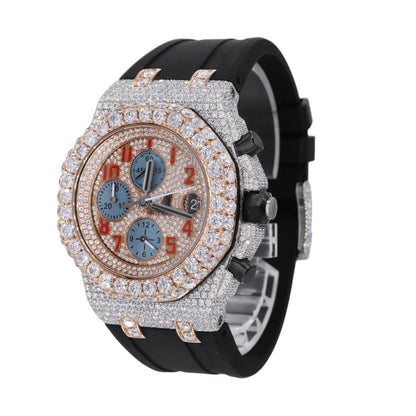 STAINLESS STEEL 41MM MOISSANITE DIAMOND WATCH 15CT - My Store