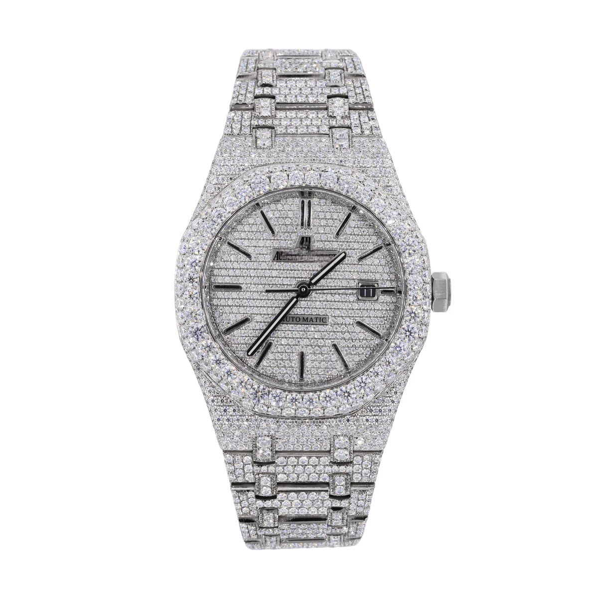 AP STAINLESS STEEL 41MM MOISSANITE DIAMOND WATCH 25CT WITH TWO-TONE OPTION - My Store