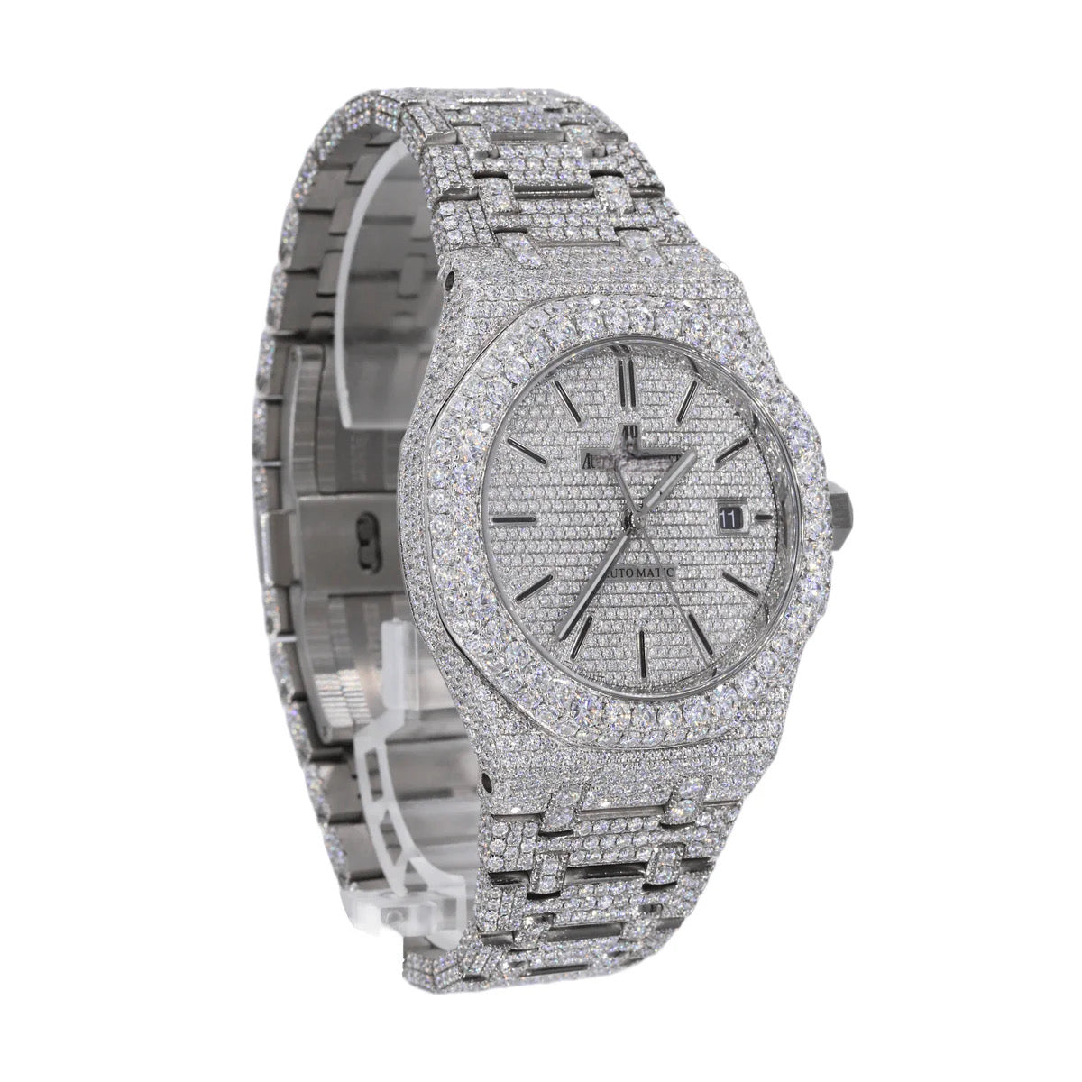 AP STAINLESS STEEL 41MM MOISSANITE DIAMOND WATCH 25CT WITH TWO-TONE OPTION - My Store