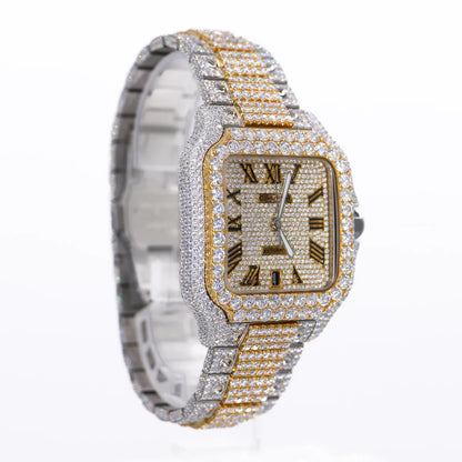 TWO TONE 41MM MOISSANITE DIAMOND WATCH 20CT - My Store