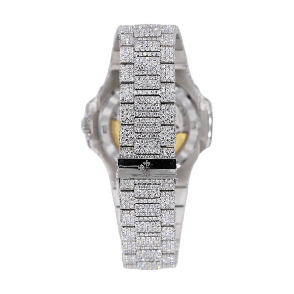 41MM VVS MOISSANITE DIAMOND TWO ROW STONE BEZEL WATCH 22CT - My Store