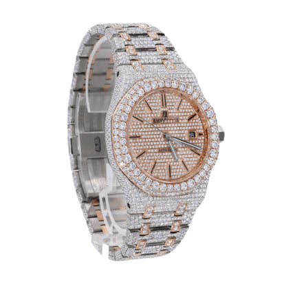 AP STAINLESS STEEL 41MM MOISSANITE DIAMOND WATCH 25CT WITH TWO-TONE OPTION