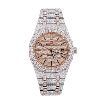 AP STAINLESS STEEL 41MM MOISSANITE DIAMOND WATCH 25CT WITH TWO-TONE OPTION