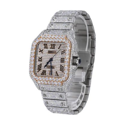 TWO TONE 41MM MOISSANITE DIAMOND WATCH 20CT - My Store