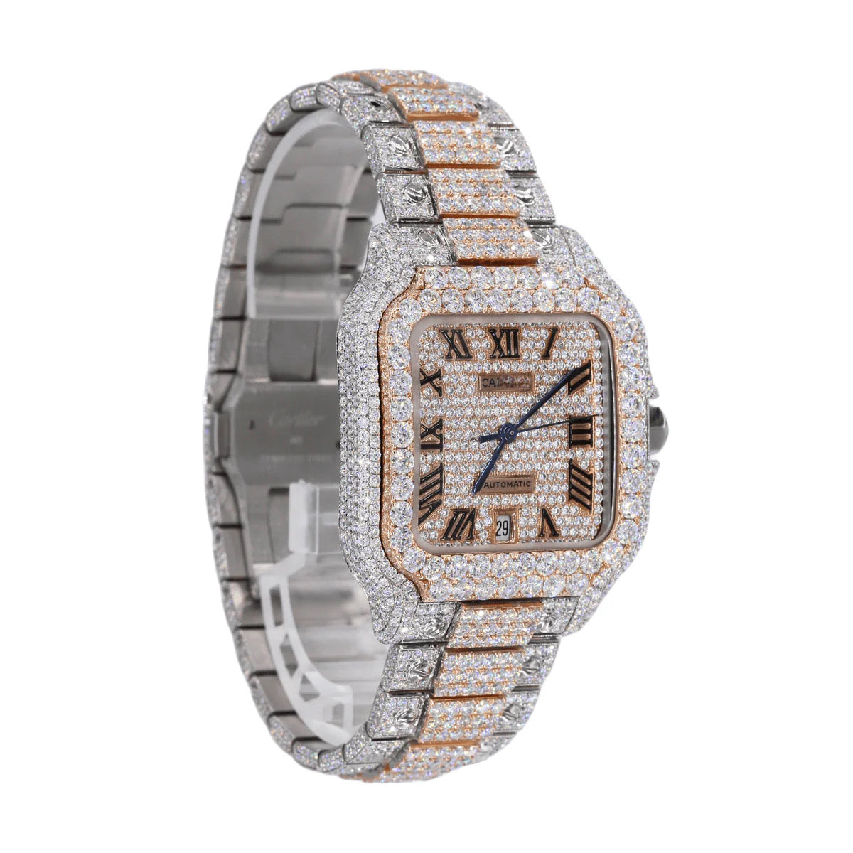 TWO TONE 41MM MOISSANITE DIAMOND WATCH 20CT - My Store