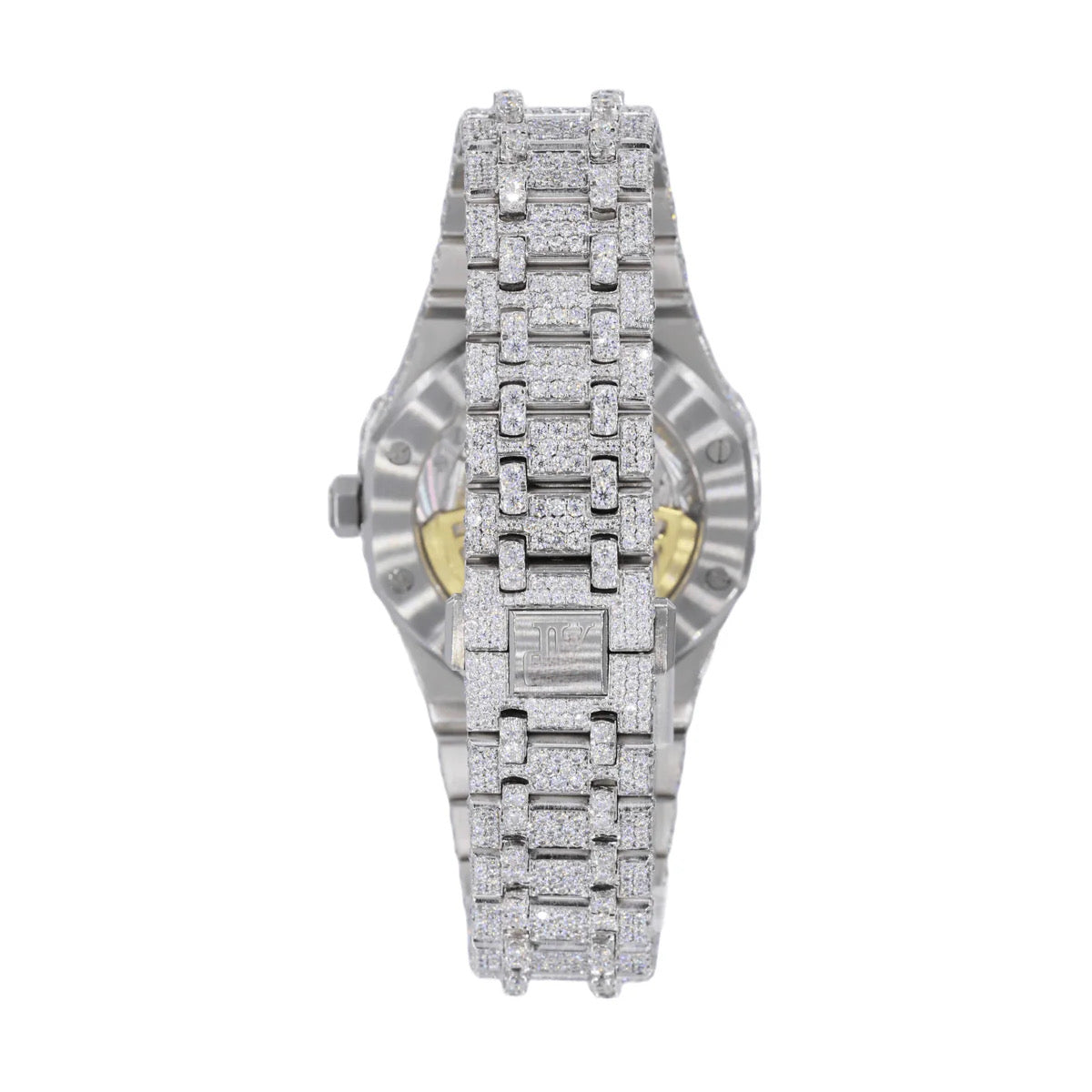 AP STAINLESS STEEL 41MM MOISSANITE DIAMOND WATCH 25CT STUDDED BAND - My Store