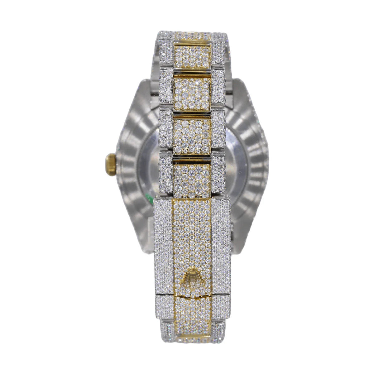 41MM MOISSANITE DIAMOND BIG STONE BEZEL TWO-TONE WATCH 22CT - My Store